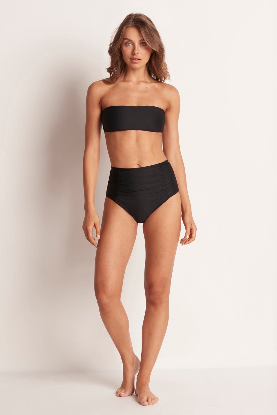 Monte & Lou Classic High Waist Pant Black | Bikini Tops