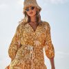 Monte & Lou Mini Dress Desert Gold | Clothing