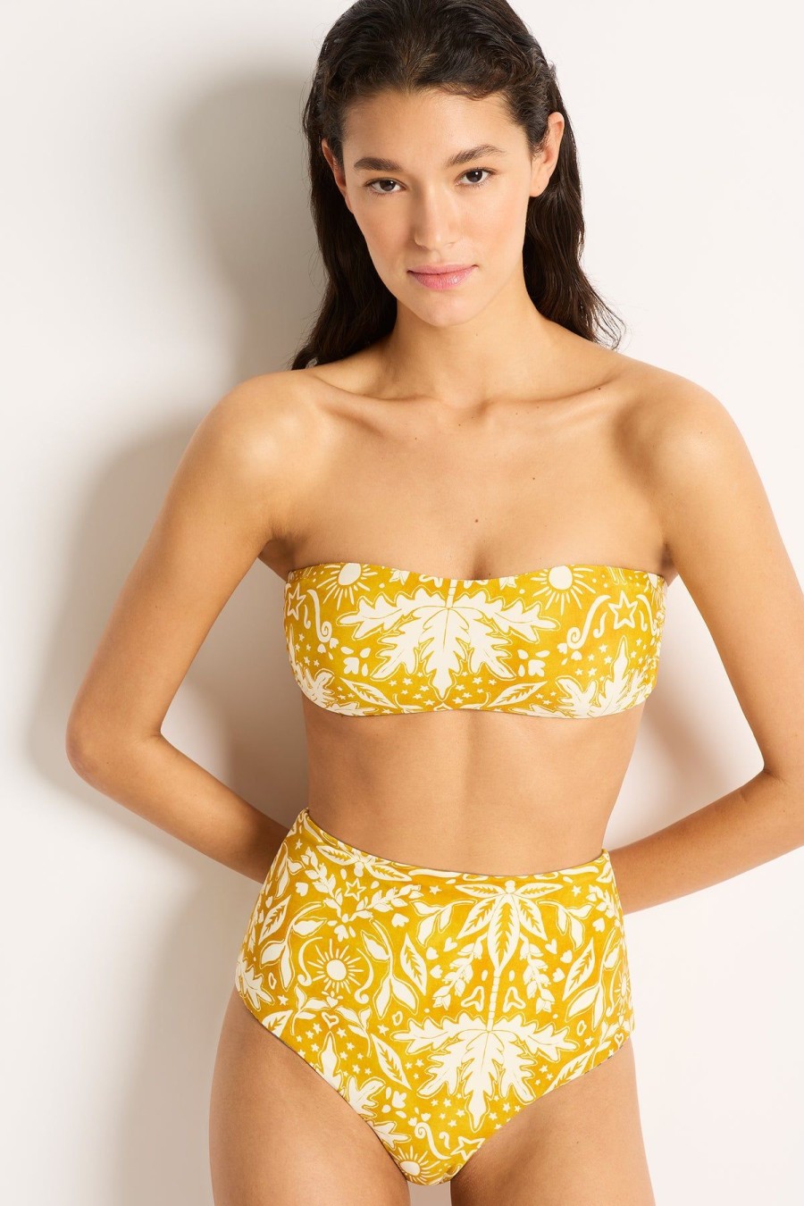 Monte & Lou Bandeau Bra Desert Gold | Bikini Tops