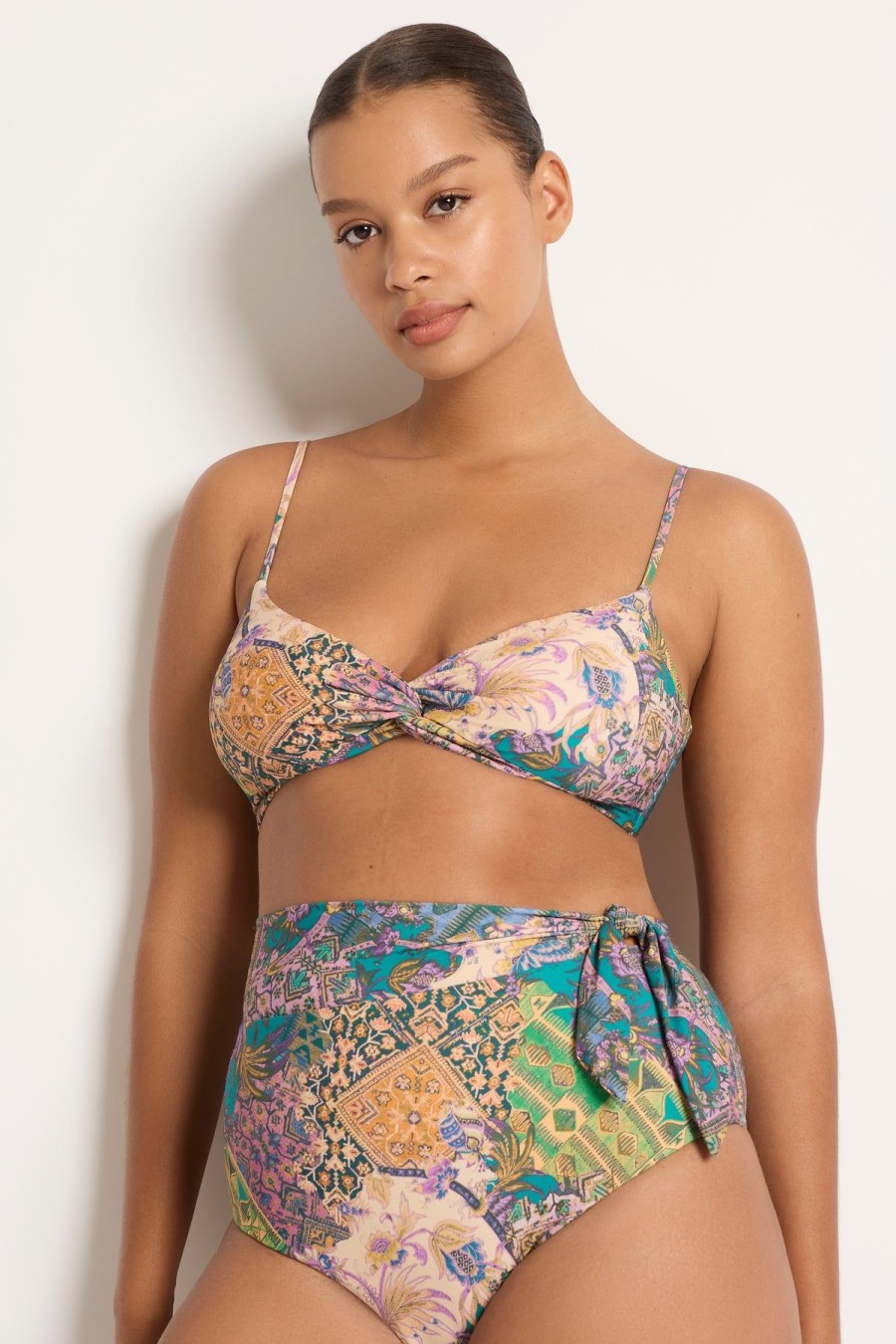 Monte & Lou Twist Front Bralette Willow | Bikini Tops