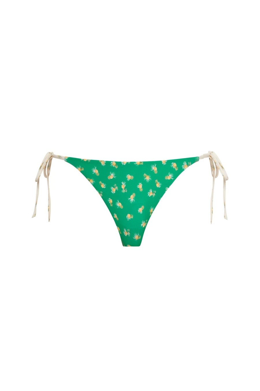 Monte & Lou Pineapples Reversible Tide Side Pant Lime/Linen | Bikini Bottoms