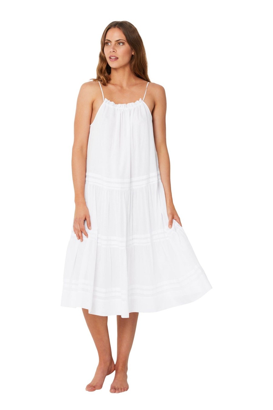 Monte & Lou Ml Separates Frill Midi Sundress White | Clothing