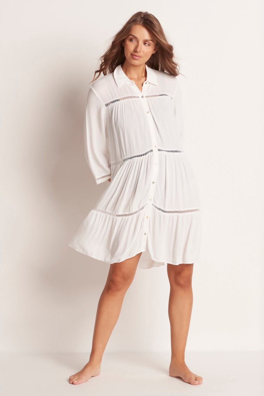 Monte & Lou Trapeze Mini Dress White | Clothing