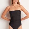 Monte & Lou Ruched Bandeau One Piece Black | One Pieces