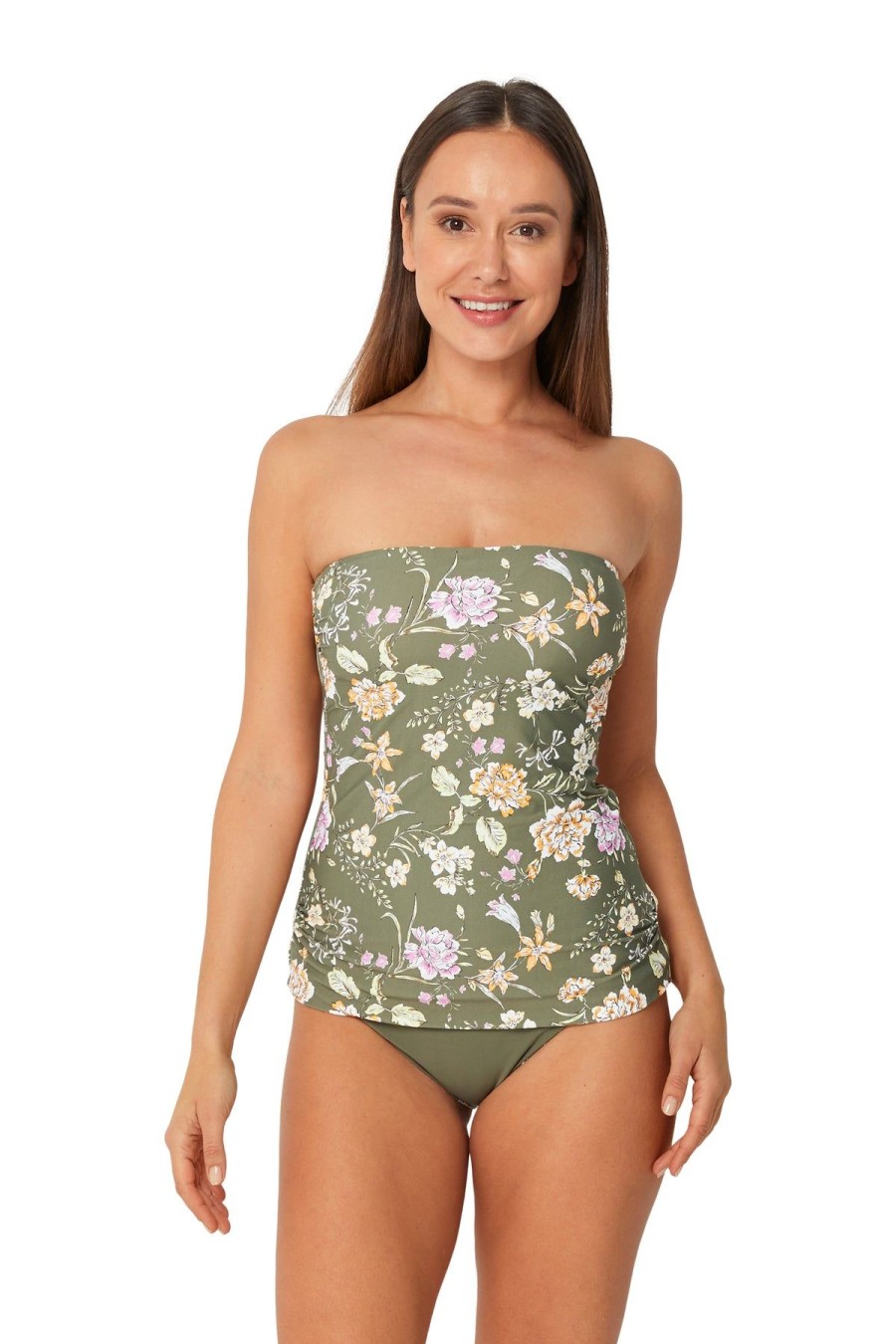 Monte & Lou Sorrento Bandeau Singlet Olive | Bikini Tops