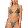 Monte & Lou Reversible Slide Tri Bikini Top Khaki Berry | Bikini Tops