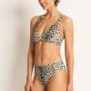 Monte & Lou Multi Fit Twist Crop Snow Leopard | Bikini Tops