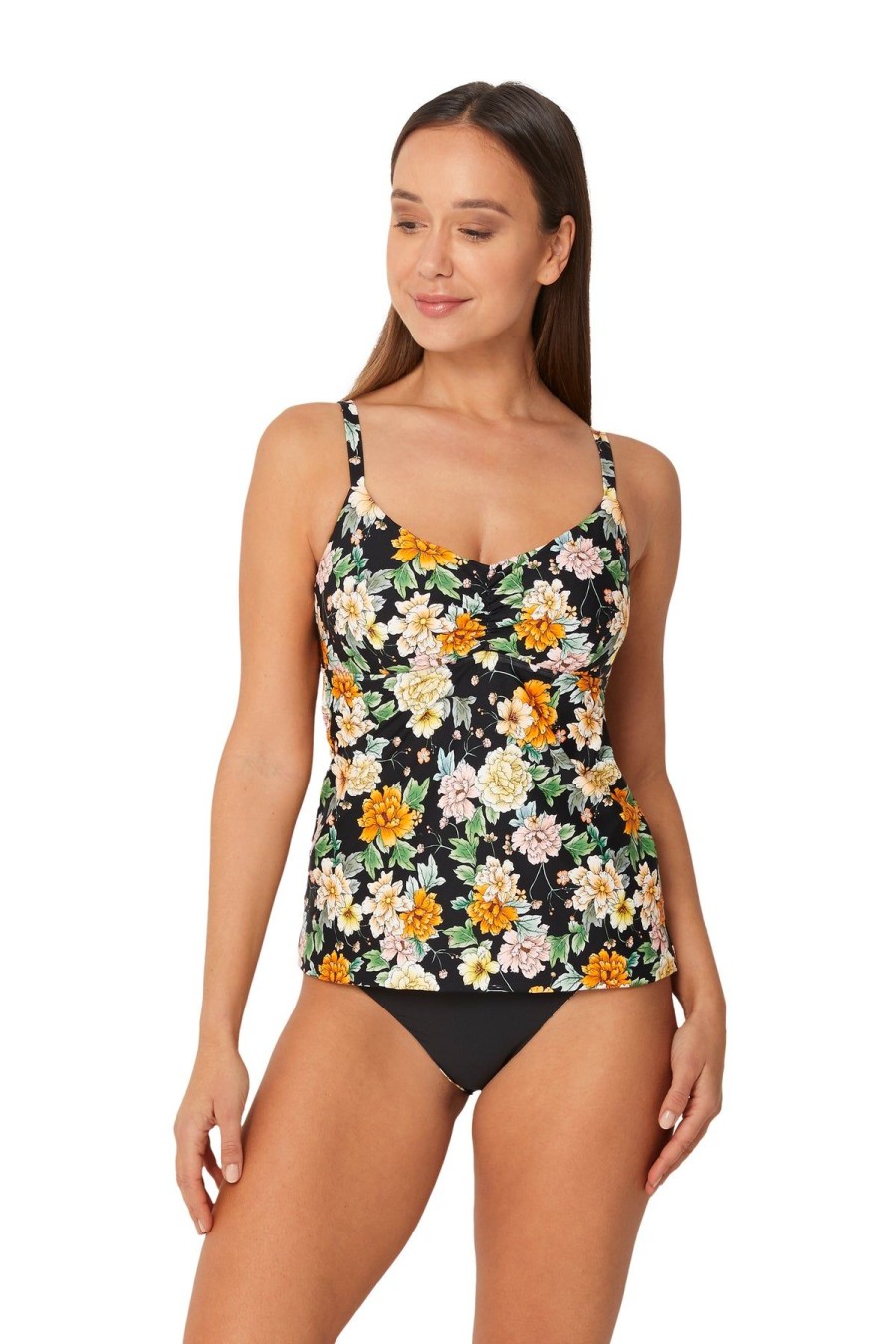 Monte & Lou Portofino Multi Fit Singlet Black | Bikini Tops