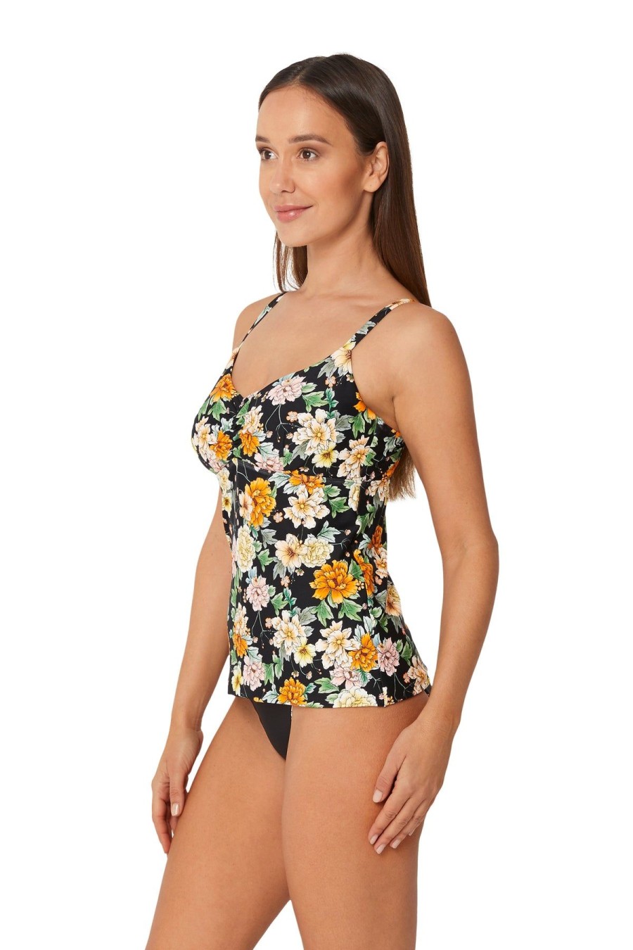 Monte & Lou Portofino Multi Fit Singlet Black | Bikini Tops