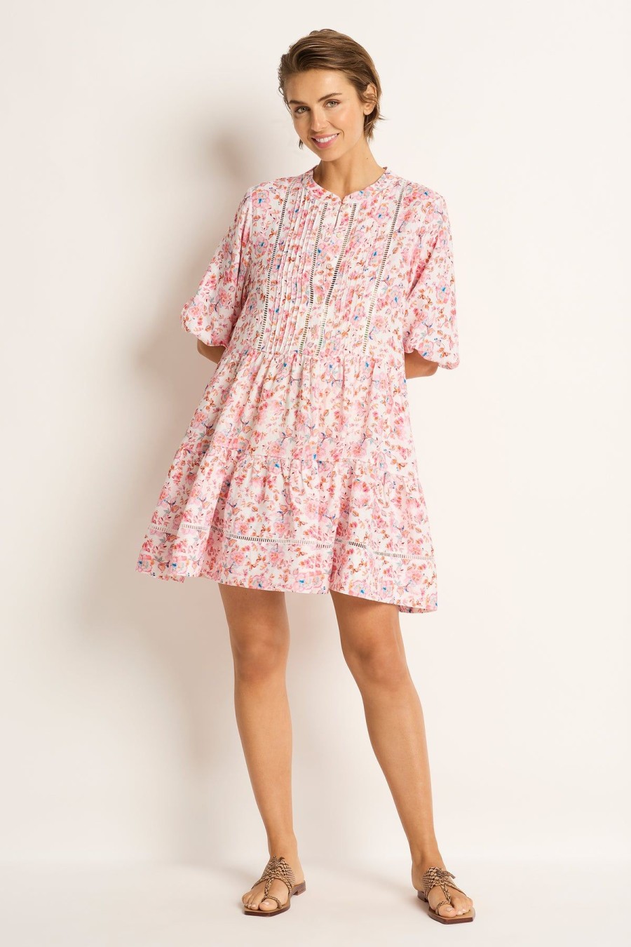 Monte & Lou Linen Tiered Mini Dress Saneesha | Clothing