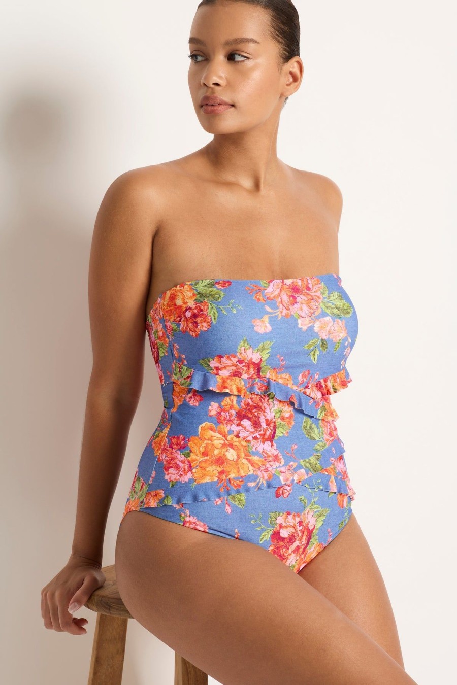 Monte & Lou Delight Spliced Frill Bandeau One Piece | Bikini Tops