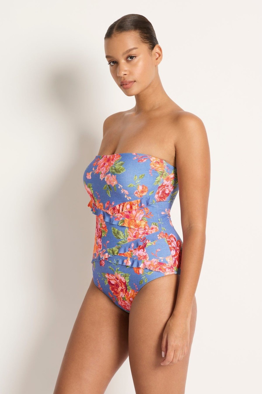 Monte & Lou Delight Spliced Frill Bandeau One Piece | Bikini Tops