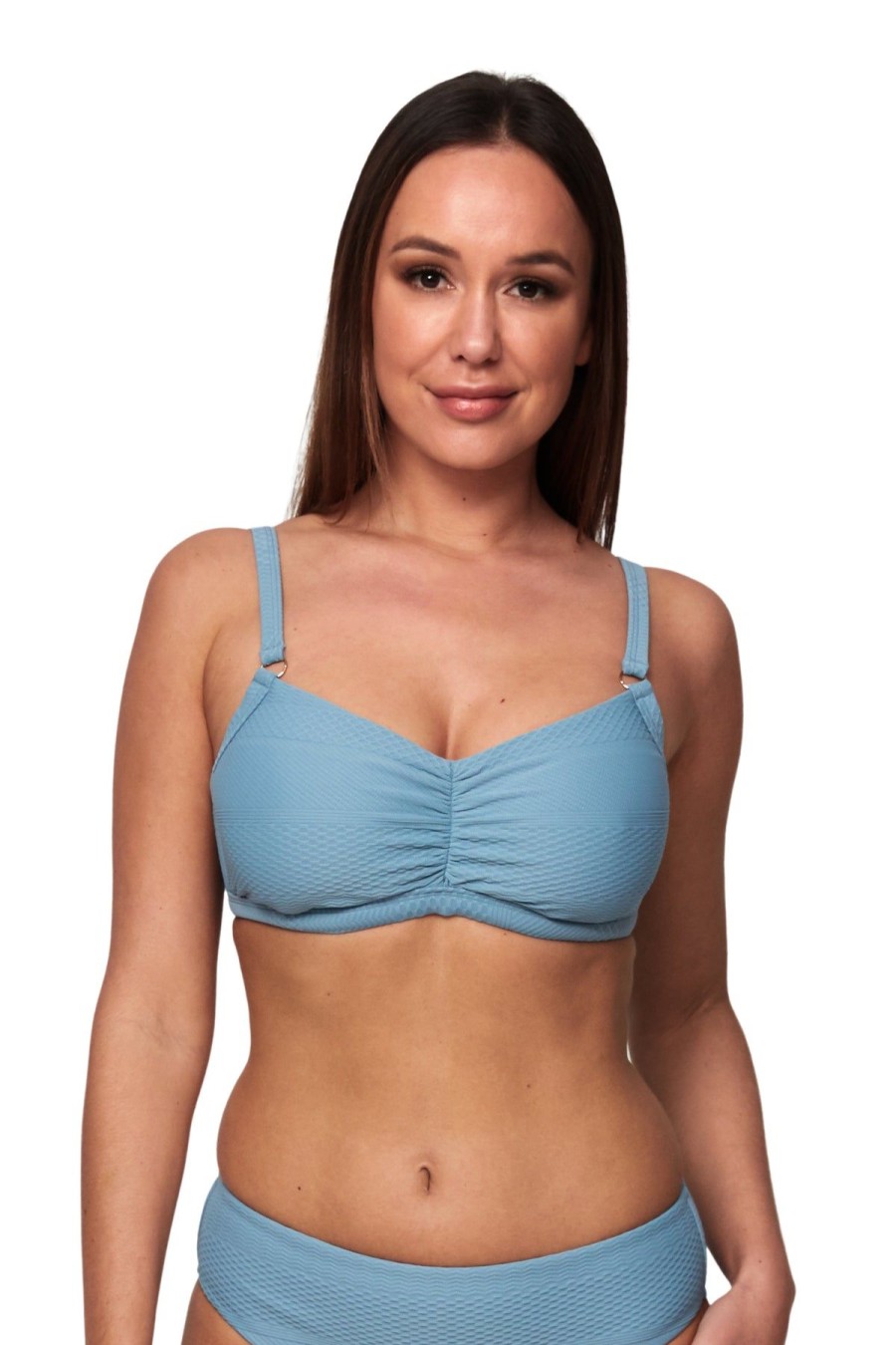 Monte & Lou Horizon Texture Dd/E Crop Top | Bikini Tops