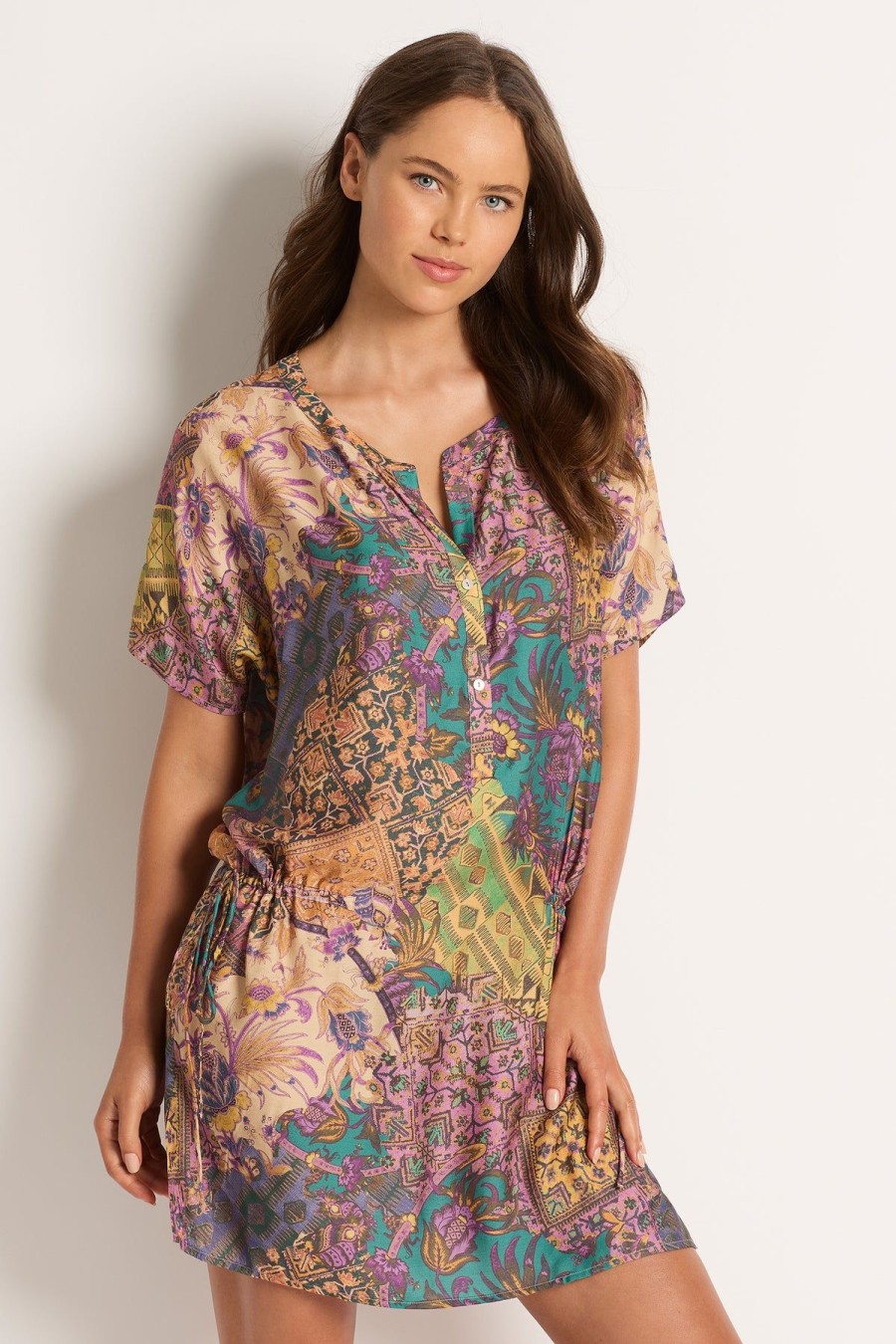 Monte & Lou Short Sleeve Shirt Dress Willow | Clothing