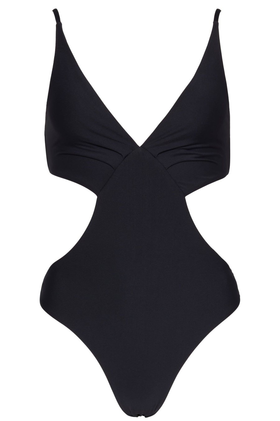 Monte & Lou Cut Out Plunge One Piece Black | Bikini Tops